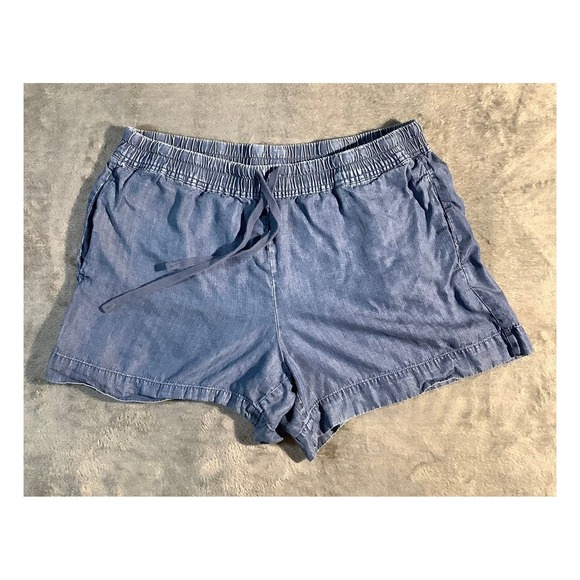 Hilary Radley Pants - Hilary Radley Women's Large Blue Tencel Lyocell Shorts 4" Inseam Elastic Waist